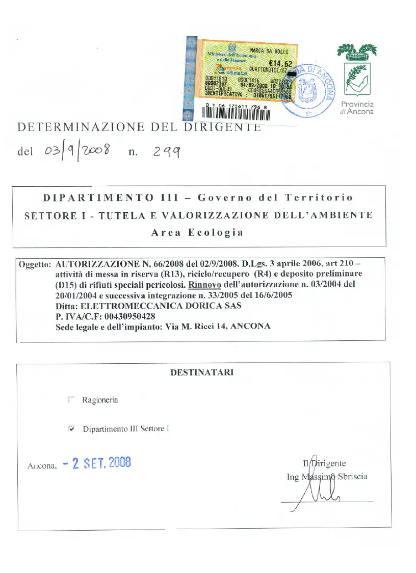 Autorizzazione N. 66-2008